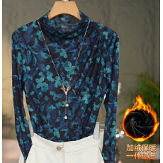 批发2025秋冬洋气高贵半高领打底衫时尚百搭网纱长袖修身显瘦T恤