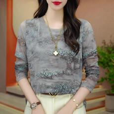 批发2025新款洋气高贵半高领打底衫时尚百搭网纱长袖修身显瘦T恤