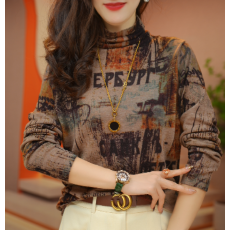 批发9112#2025秋冬洋气高贵半高领打底衫时尚百搭澳绒长袖修身显瘦T恤