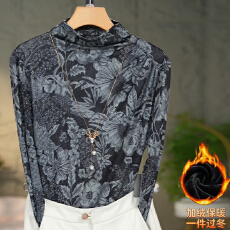 批发2025秋冬洋气高贵半高领打底衫时尚百搭网纱长袖修身显瘦T恤