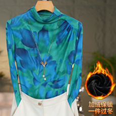 批发2025秋冬洋气高贵半高领打底衫<b class='q'>时尚</b>百搭网纱长袖修身显瘦T恤