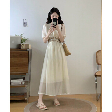 批发实拍大码女装胖MM气质V领短袖<b class='q'>连衣裙</b>女绝美度假风收腰显瘦长裙