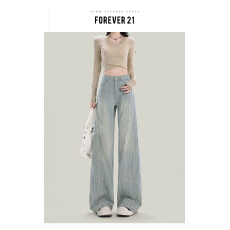 批发浅色高腰设计感浅蓝窄版阔腿牛仔裤女美式复古高腰宽松直筒<b class='q'>裤子</b>