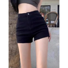 批发黑色高腰短裤女夏季新款弹力打底<b class='q'>紧身</b>显瘦小个子a字辣妹包臀热裤