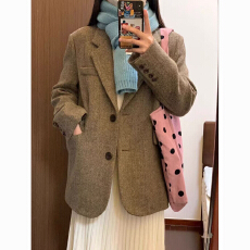 批发高级毛呢外套秋<b class='q'>冬</b>2025西装韩系新款宽松短款小个子呢子大衣