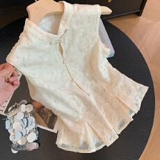 批发夏季新款新中式<b class='q'>刺绣</b>无袖<b class='q'>衬衫</b>女收腰小个子短款气质高级感百搭上衣