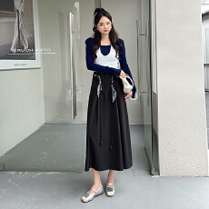 批发秋冬新款灰色<b class='q'>西装</b>半身裙女高腰百褶裙高级垂感a字中长裙