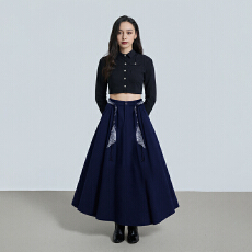 批发早秋新款中长款休闲宽松a字伞<b class='q'>裙子</b>女口袋垂感大摆遮肉显瘦<b class='q'>裙子</b>