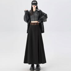 批发毛呢西装半身裙女2025秋冬中长款百褶裙高腰遮胯显瘦a字长裙