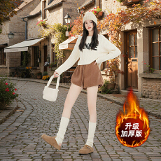 批发羊羔绒<b class='q'>短裤</b>女秋冬新款高腰A字裤阔腿裤加厚毛绒靴裤2025新品