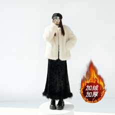 批发加绒丝绒鱼尾半身裙女冬季中长款高腰显瘦垂感a字包臀一步裙