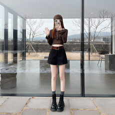 批发短裤女2025秋冬新款高腰阔腿裤纯色靴裤简约<b class='q'>休闲裤</b>子