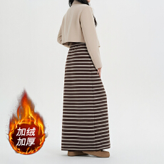批发加绒加厚慵懒条纹针织半身裙女2025冬季复古显瘦<b class='q'>百搭</b>中长裙子