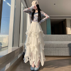 批发<b class='q'>白色</b>蕾丝半身裙女春新款a字纱裙甜美公主蓬蓬蛋糕<b class='q'>长裙</b>2026年