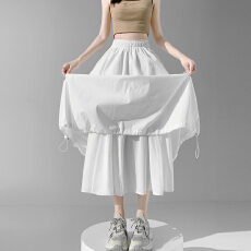 批发半身裙女花苞裙中长款高腰垂感a字裙工装裙子抽绳中<b class='q'>长裙</b>2026夏