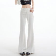 批发冰丝空气棉微喇<b class='q'>裤</b>女2026夏季高腰垂感<b class='q'>显瘦</b>抽绳直筒喇叭<b class='q'>裤</b>