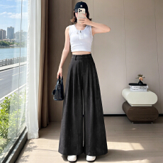 批发冰丝亚麻扎染阔腿裤女2026夏季高腰<b class='q'>棉麻</b><b class='q'>西装</b>裤休闲直筒拖地裤