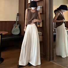 批发老钱风冰丝亚麻腿裤女夏季高腰垂感<b class='q'>西装</b>直筒<b class='q'>棉麻</b>休闲九分裤