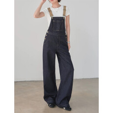 批发实价#复古深蓝阔腿<b class='q'>牛仔</b>背带裤女夏季美式高腰宽松减龄<b class='q'>连体裤</b>