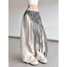 批发美式复古做旧印花流苏拼接屁帘女 设计感<b class='q'>爵士舞</b>腰封配饰