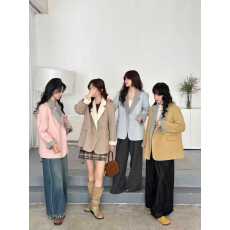 批发韩系通勤休闲百搭气质<b class='q'>西装</b>领AB面羊毛外套