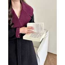 批发韩范流行AB面拼色<b class='q'>西装</b>领宽松系带收腰羊毛外套