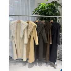 批发欧韩时尚高级感奢华气质大狐狸毛海军领门襟宽松羊毛外套