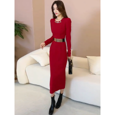 批发网红新款2026春季时尚收腰长裙包臀显瘦<b class='q'>连衣裙</b>