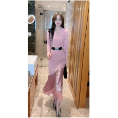 批发网红新款2026春季新款时尚拼接长裙包臀<b class='q'>连衣裙</b>