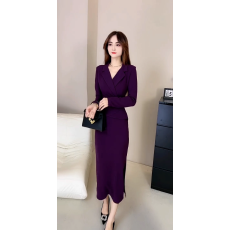 批发网红新款2025秋季时尚气质长裙收腰连衣裙