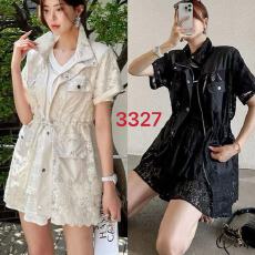 批发韩版新款镂空<b class='q'>蕾丝</b>拼接腰部抽绳短袖外套气质女