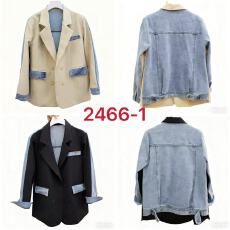 批发韩版新款个性牛仔拼接气质西装女时尚