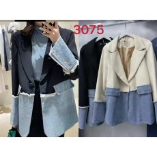 批发时尚设计感撞色牛仔拼接外套女新款韩版休闲百搭<b class='q'>西装</b>上衣款