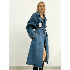 批发复古牛仔风衣外套女中长款2025<b class='q'>春</b>新款感气质显瘦休闲流行大衣