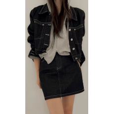 批发韩版<b class='q'>牛仔</b>短裙套装时尚休闲新款外套两件套＋连帽卫衣均码可分开买