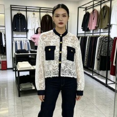 批发韩版新款蕾丝拼接<b class='q'>牛仔</b>短款<b class='q'>衬衫女</b>春秋小众设计感上衣外套