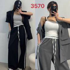 批发韩版夏季休闲套装<b class='q'>女</b>宽松阔腿裤显瘦<b class='q'>西装外套</b>时尚两件套
