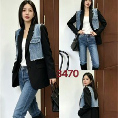 批发韩版新款个性毛边<b class='q'>牛仔</b>小马甲搭西装两件套气质女