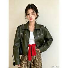 批发时尚气质黑色短款PU皮衣外套女秋<b class='q'>冬</b>季2026年新款复古机车夹克