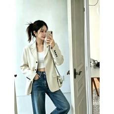 批发垫肩西装外套女韩国单排扣宽松直筒<b class='q'>职业</b>气质百搭长袖西服上衣
