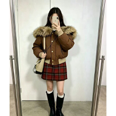 批发<b class='q'>韩国</b>大毛领短款棉服女秋冬新款时尚显瘦设计感保暖棉衣外套派克服