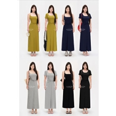 批发官图~大码小野墩墩纽结腰精裙短袖扭结吊带连衣裙遮肚收腰裙