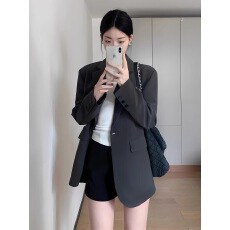 批发深灰色小西装外套女2026新款休闲西服薄款小个子高级感复古设计感