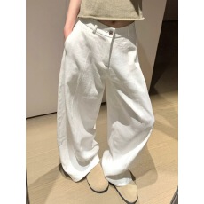 批发韩系慵懒松弛感<b class='q'>裤</b>子白色夏薄款梨形身材报恩<b class='q'>裤</b>宽松<b class='q'>棉麻</b>休闲阔腿<b class='q'>裤</b>