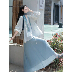 批发2026夏季新款撞色小提花质感显瘦宽松百搭<b class='q'>衬衫</b>半身裙套装女