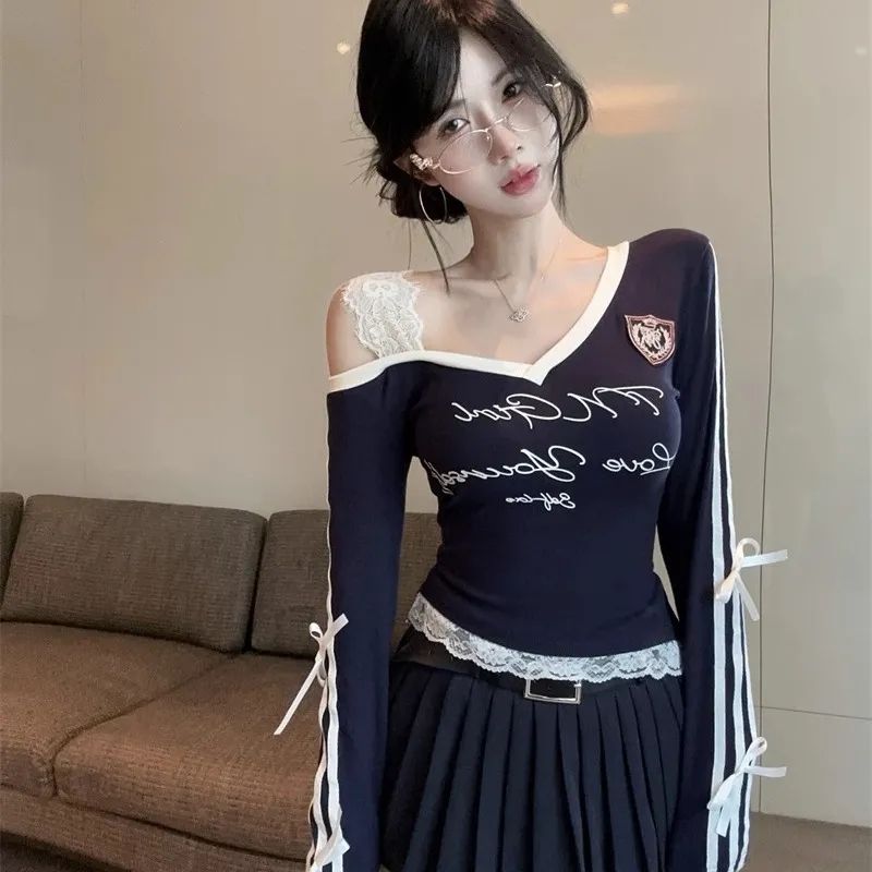 FA36527# 欧韩秋季运动风修身显瘦上衣潮辣妹V领长袖t恤女 服裝批發女裝批發服飾貨源