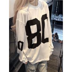 批发雪花棉美式数字印花欧韩圆领长袖<b class='q'>T</b><b class='q'>恤</b><b class='q'>女</b>秋季宽松辣妹高街上衣