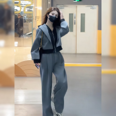 批发大码春秋冬季欧韩休闲运动<b class='q'>时尚</b>显瘦套装女洋气减龄卫衣两件套