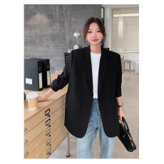 批发2025新款欧韩黑色西装<b class='q'>外套</b>女高级感小个子气质宽松<b class='q'>休闲</b>西服上衣潮