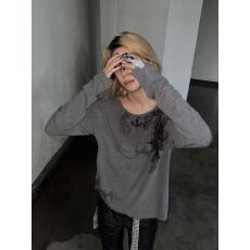 批发<b class='q'>莫代尔</b>棉灰色欧韩长袖t恤女秋冬内搭<b class='q'>打底衫</b>套头大领口轻亚上衣